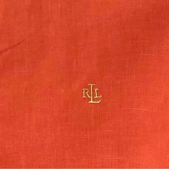 Lauren Ralph Lauren Orange 100% Linen 3/4 Sleeve Casual Button Up Shirt Size 1X - Picture 4 of 11